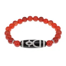 Браслет с бусиной Дзи Кубера и нат.камнем Сердолик BSDS8-11-17