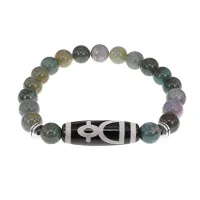 Браслет с бусиной Дзи Кубера и нат.камнем Яшма BSDS8-11-25