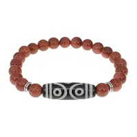 Браслет с 6-глазой бусиной Дзи и синт. камнем Коричневый авантюрин BSDS8-12-01