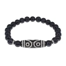 Браслет с 6-глазой бусиной Дзи и синт.камнем Синий авантюрин BSDS8-12-02