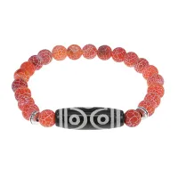 Браслет с 6-глазой бусиной Дзи и нат.камнем Африканский агат