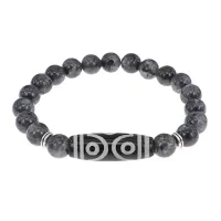 Браслет с 6-глазой бусиной Дзи и нат.камнем Лабрадор BSDS8-12-08