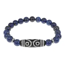 Браслет с 6-глазой бусиной Дзи и нат.камнем Лазурит BSDS8-12-10