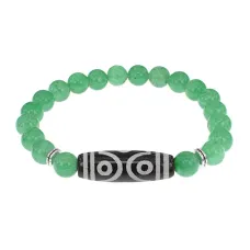 Браслет с 6-глазой бусиной Дзи и нат.камнем Нефрит BSDS8-12-13