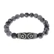 Браслет с 6-глазой бусиной Дзи и нат.камнем Снежный обсидиан BSDS8-12-14