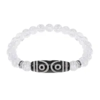 Браслет с 6-глазой бусиной Дзи и синт.камнем Сахарный кварц BSDS8-12-16