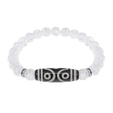 Браслет с 6-глазой бусиной Дзи и синт.камнем Сахарный кварц BSDS8-12-16