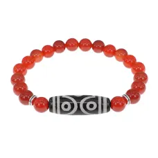 Браслет с 6-глазой бусиной Дзи и нат.камнем Сердолик BSDS8-12-17