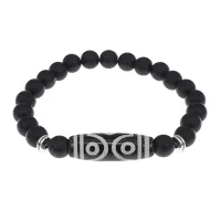 Браслет с 6-глазой бусиной Дзи и синт.камнем Шунгит BSDS8-12-24