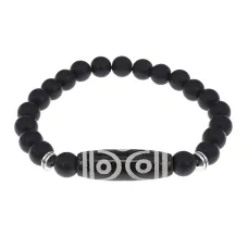 Браслет с 6-глазой бусиной Дзи и синт.камнем Шунгит BSDS8-12-24