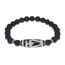 Браслет бусиной Дзи Бумпа и синт.камнем Синий авантюрин BSDS8-13-02