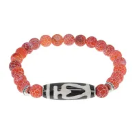 Браслет бусиной Дзи Бумпа и нат.камнем Африканский агат BSDS8-13-04