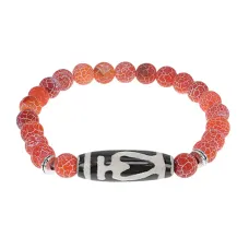 Браслет бусиной Дзи Бумпа и нат.камнем Африканский агат BSDS8-13-04