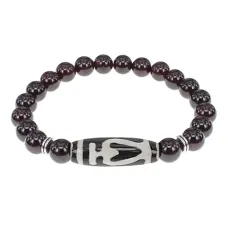 Браслет бусиной Дзи Бумпа и нат.камнем Гранат BSDS8-13-06