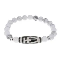 Браслет с бусиной Дзи Бумпа и натуральным камнем Кахолонг BSDS8-13-07