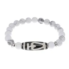 Браслет с бусиной Дзи Бумпа и натуральным камнем Кахолонг BSDS8-13-07