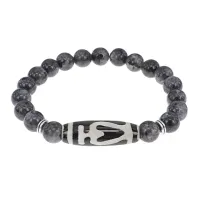 Браслет бусиной Дзи Бумпа и нат.камнем Лабрадор BSDS8-13-08