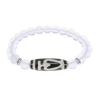 Браслет бусиной Дзи Бумпа и синт.камнем Лунный камень BSDS8-13-11