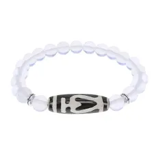 Браслет бусиной Дзи Бумпа и синт.камнем Лунный камень BSDS8-13-11