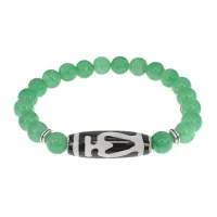 Браслет с бусиной Дзи Бумпа и натуральным камнем Нефрит BSDS8-13-13