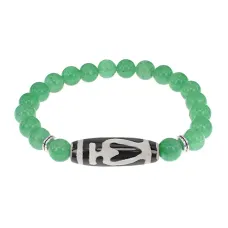 Браслет с бусиной Дзи Бумпа и натуральным камнем Нефрит BSDS8-13-13