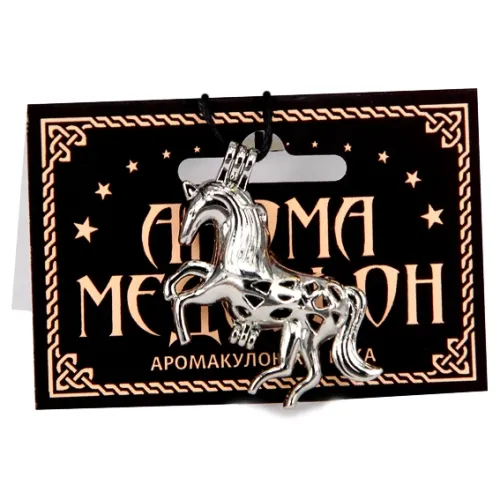 Аромамедальон открывающийся Лошадь 3,4х4см цвет серебр. AM069