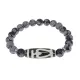 Браслет бусиной Дзи Бумпа и нат.камнем Снежный обсидиан BSDS8-13-14