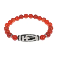Браслет бусиной Дзи Бумпа и нат.камнем Сердолик BSDS8-13-17