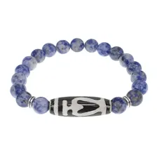 Браслет бусиной Дзи Бумпа и нат.камнем Содалит BSDS8-13-18
