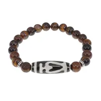 Браслет бусиной Дзи Бумпа и нат.камнем Тигровый глаз BSDS8-13-19