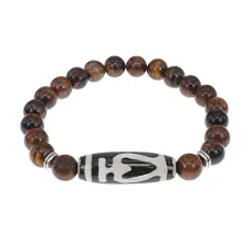 Браслет бусиной Дзи Бумпа и нат.камнем Тигровый глаз BSDS8-13-19