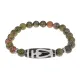 Браслет бусиной Дзи Бумпа и нат.камнем Унакит BSDS8-13-20