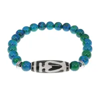 Браслет бусиной Дзи Бумпа и синтетическим камнем Хризоколла BSDS8-13-21