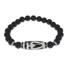 Браслет бусиной Дзи Бумпа и синт.камнем Шунгит BSDS8-13-24