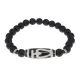 Браслет бусиной Дзи Бумпа и синт.камнем Шунгит BSDS8-13-24