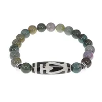 Браслет с бусиной Дзи Бумпа и натуральным камнем Яшма BSDS8-13-25