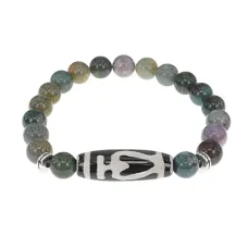 Браслет с бусиной Дзи Бумпа и натуральным камнем Яшма BSDS8-13-25