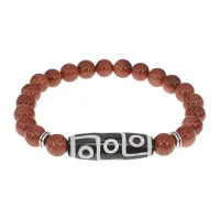 Браслет с 9-глазой бусиной Дзи и синт. камнем Коричневый авантюрин BSDS8-15-01