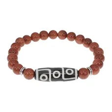 Браслет с 9-глазой бусиной Дзи и синт. камнем Коричневый авантюрин BSDS8-15-01