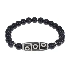 Браслет с 9-глазой бусиной Дзи и синт.камнем Синий авантюрин BSDS8-15-02