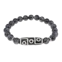 Браслет с 9-глазой бусиной Дзи и нат.камнем Лабрадор BSDS8-15-08