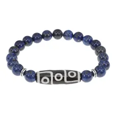Браслет с 9-глазой бусиной Дзи и нат.камнем Лазурит BSDS8-15-10