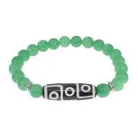 Браслет с 9-глазой бусиной Дзи и нат.камнем Нефрит BSDS8-15-13