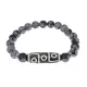 Браслет с 9-глазой бусиной Дзи и нат.камнем Снежный обсидиан BSDS8-15-14