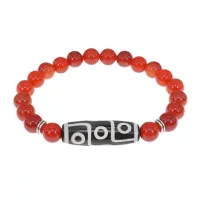 Браслет с 9-глазой бусиной Дзи и нат.камнем Сердолик BSDS8-15-17