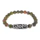 Браслет с 9-глазой бусиной Дзи и нат.камнем Унакит BSDS8-15-20