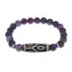 Браслет с 6-глазой бусиной Дзи и нат.камнем Аметист BSDS8-16-03