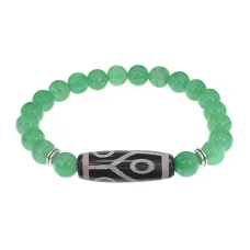 Браслет с 6-глазой бусиной Дзи и нат.камнем Нефрит BSDS8-16-13