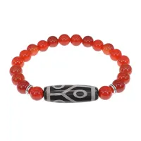 Браслет с 6-глазой бусиной Дзи и нат.камнем Сердолик BSDS8-16-17