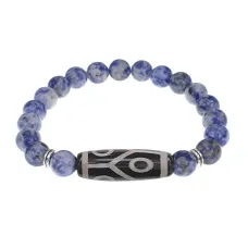 Браслет с 6-глазой бусиной Дзи и нат.камнем Содалит BSDS8-16-18